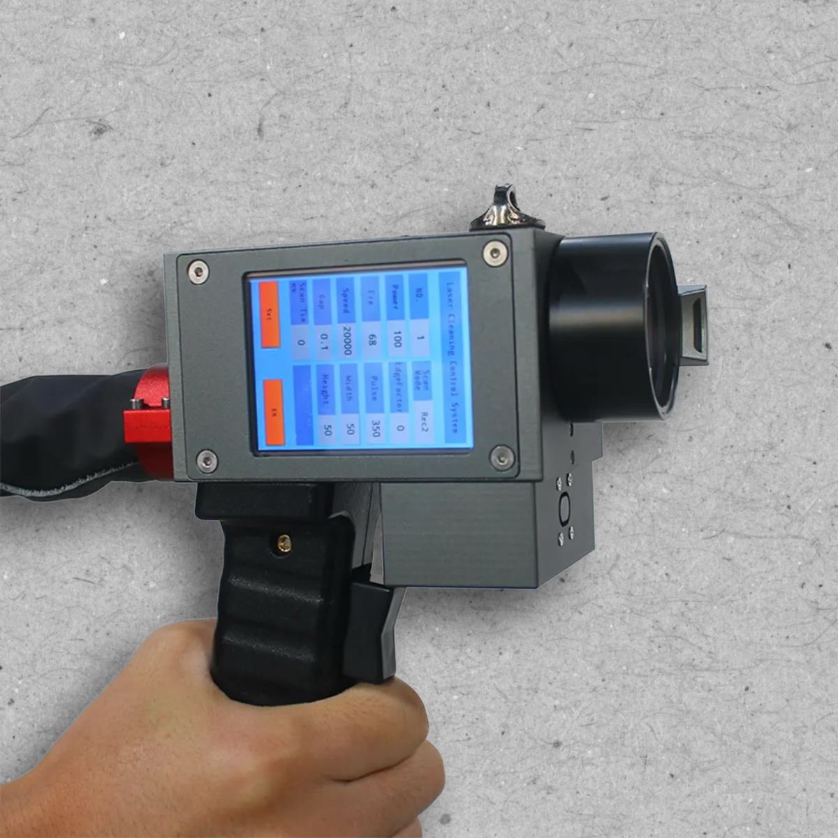 Szczegółowy widok głowicy lasera czyszczącego