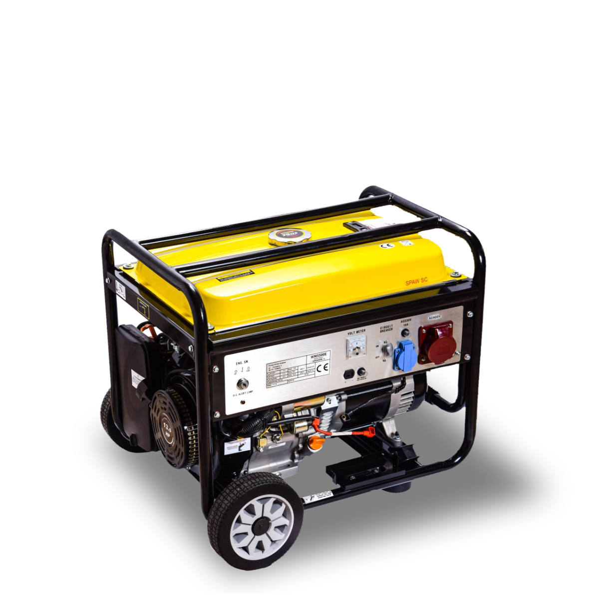 Profesjonalny agregat prądotwórczy z czterosuwowym silnikiem benzynowym, stabilnym napięciem dzięki AVR, dużym zbiornikiem paliwa, ochroną przed brakiem oleju i możliwością awaryjnego zasilania wrażliwych urządzeń.